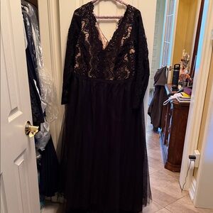 City Chic Black Lace Evening Gown